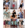 image:imageEkouaer Womens Pajamas 2 Piece Lounge Set Casual Oversized Short Sleeve Tops Biker Shorts Set Comfy Pjs Outfits SXXLPink Striped