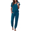 image:imageEkouaer Pajamas for Women Set Short Sleeve Lounge Set Jogger Pants Pjs Soft Sleepwear with Pockets SXXLTeal