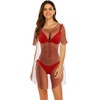 image:imageEkouaer Womens Bikini Shirt Cover Up Short Sleeve Cute Bikini Print CoverUp Baggy T Shirt Dress Fun WearBikini Red