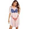 image:imageEkouaer Womens Bikini Shirt Cover Up Short Sleeve Cute Bikini Print CoverUp Baggy T Shirt Dress Fun WearUsa Flag 3