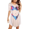 image:imageEkouaer Womens Bikini Shirt Cover Up Short Sleeve Cute Bikini Print CoverUp Baggy T Shirt Dress Fun WearMulticoloured