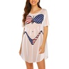 image:imageEkouaer Womens Bikini Shirt Cover Up Short Sleeve Cute Bikini Print CoverUp Baggy T Shirt Dress Fun WearUsa Flag 2