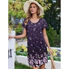 image:imageEkouaer 2 Pack House Dresses for Women with Pockets Short Sleeve Moomoo Nightgown Plus Size Mumu Dress Floral Lounge DressFloral PurpleEthnic Print Blue