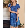 image:imageEkouaer 2 Pack House Dresses for Women with Pockets Short Sleeve Moomoo Nightgown Plus Size Mumu Dress Floral Lounge DressFloral PurpleEthnic Print Blue