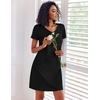 image:imageEkouaer Cotton Nightgowns for Women 3 Pack Sleepshirts Short Sleeve Night Shirt Tshirt Night Gown Print Sleepwear DressBlackWine RedLeopard