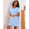 image:imageEkouaer Cotton Nightgowns for Women 3 Pack Sleepshirts Short Sleeve Night Shirt Tshirt Night Gown Print Sleepwear DressBlakLight BlueLight Pink