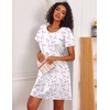 image:imageEkouaer Cotton Nightgowns for Women 3 Pack Sleepshirts Short Sleeve Night Shirt Tshirt Night Gown Print Sleepwear DressLittle DaisyBlue FloralWhite Pink Floral