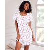 image:imageEkouaer Cotton Nightgowns for Women 3 Pack Sleepshirts Short Sleeve Night Shirt Tshirt Night Gown Print Sleepwear DressLittle DaisyBlue FloralWhite Pink Floral
