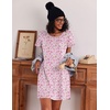 image:imageEkouaer Cotton Nightgowns for Women 3 Pack Sleepshirts Short Sleeve Night Shirt Tshirt Night Gown Print Sleepwear DressLittle DaisyPink FloralTie Dye