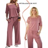 image:imageEkouaer Lounge Sets for Women Off ShoulderRight Short Sleeve Tops and Long Pants 2 Piece Set Summer Soft Matching OutfitOld Rose