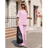 image:imageEkouaer Lounge Sets for Women Off ShoulderRight Short Sleeve Tops and Long Pants 2 Piece Set Summer Soft Matching OutfitPink