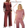 image:imageEkouaer Lounge Sets for Women Off ShoulderRight Short Sleeve Tops and Long Pants 2 Piece Set Summer Soft Matching OutfitWine Red