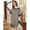 image:imageEkouaer Nightgowns for Women 2 Pack Sleepshirts Short Sleeve Nightshirt V Neck Sleepwear Casual Pajama DressBlackLeopard