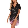 image:imageEkouaer Nightgowns for Women Button Down Night Gowns Short Sleeve Sleep Shirt V Neck Nightshirt Soft Sleepwear Pajams DressBlack Pink Floral