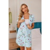 image:imageEkouaer Nightgowns for Women Button Down Night Gowns Short Sleeve Sleep Shirt V Neck Nightshirt Soft Sleepwear Pajams DressBlue Floral