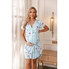 image:imageEkouaer Nightgowns for Women Button Down Night Gowns Short Sleeve Sleep Shirt V Neck Nightshirt Soft Sleepwear Pajams DressBlue Floral