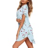 image:imageEkouaer Nightgowns for Women Button Down Night Gowns Short Sleeve Sleep Shirt V Neck Nightshirt Soft Sleepwear Pajams DressBlue Floral