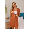image:imageEkouaer Nightgowns for Women Button Down Night Gowns Short Sleeve Sleep Shirt V Neck Nightshirt Soft Sleepwear Pajams DressCamel