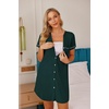 image:imageEkouaer Nightgowns for Women Button Down Night Gowns Short Sleeve Sleep Shirt V Neck Nightshirt Soft Sleepwear Pajams DressLake Green