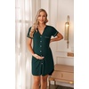 image:imageEkouaer Nightgowns for Women Button Down Night Gowns Short Sleeve Sleep Shirt V Neck Nightshirt Soft Sleepwear Pajams DressLake Green