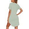 image:imageEkouaer Nightgowns for Women Button Down Night Gowns Short Sleeve Sleep Shirt V Neck Nightshirt Soft Sleepwear Pajams DressLight Green