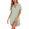 image:imageEkouaer Nightgowns for Women Button Down Night Gowns Short Sleeve Sleep Shirt V Neck Nightshirt Soft Sleepwear Pajams DressLight Green