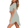 image:imageEkouaer Nightgowns for Women Button Down Night Gowns Short Sleeve Sleep Shirt V Neck Nightshirt Soft Sleepwear Pajams DressLight Green