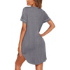 image:imageEkouaer Nightgowns for Women Button Down Night Gowns Short Sleeve Sleep Shirt V Neck Nightshirt Soft Sleepwear Pajams DressMight Grey
