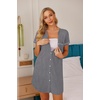 image:imageEkouaer Nightgowns for Women Button Down Night Gowns Short Sleeve Sleep Shirt V Neck Nightshirt Soft Sleepwear Pajams DressMight Grey