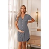 image:imageEkouaer Nightgowns for Women Button Down Night Gowns Short Sleeve Sleep Shirt V Neck Nightshirt Soft Sleepwear Pajams DressMight Grey