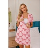 image:imageEkouaer Nightgowns for Women Button Down Night Gowns Short Sleeve Sleep Shirt V Neck Nightshirt Soft Sleepwear Pajams DressPink Bow