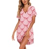 image:imageEkouaer Nightgowns for Women Button Down Night Gowns Short Sleeve Sleep Shirt V Neck Nightshirt Soft Sleepwear Pajams DressPink Bow