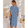 image:imageEkouaer Nightgowns for Women House Dress with Pockets Snap Front House Coat Short Sleeve Duster Moo Moos Sleepwear S3XLBlue Floral