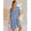 image:imageEkouaer Nightgowns for Women House Dress with Pockets Snap Front House Coat Short Sleeve Duster Moo Moos Sleepwear S3XLBlue Floral