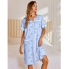 image:imageEkouaer Nightgowns for Women House Dress with Pockets Snap Front House Coat Short Sleeve Duster Moo Moos Sleepwear S3XLBlue Flowers