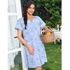 image:imageEkouaer Nightgowns for Women House Dress with Pockets Snap Front House Coat Short Sleeve Duster Moo Moos Sleepwear S3XLBlue Flowers