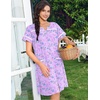 image:imageEkouaer Nightgowns for Women House Dress with Pockets Snap Front House Coat Short Sleeve Duster Moo Moos Sleepwear S3XLFloral Purple