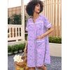 image:imageEkouaer Nightgowns for Women House Dress with Pockets Snap Front House Coat Short Sleeve Duster Moo Moos Sleepwear S3XLFloral Purple
