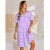 image:imageEkouaer Nightgowns for Women House Dress with Pockets Snap Front House Coat Short Sleeve Duster Moo Moos Sleepwear S3XLFloral Purple