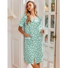 image:imageEkouaer Nightgowns for Women House Dress with Pockets Snap Front House Coat Short Sleeve Duster Moo Moos Sleepwear S3XLFloral White