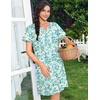 image:imageEkouaer Nightgowns for Women House Dress with Pockets Snap Front House Coat Short Sleeve Duster Moo Moos Sleepwear S3XLGreen Floral
