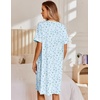 image:imageEkouaer Nightgowns for Women House Dress with Pockets Snap Front House Coat Short Sleeve Duster Moo Moos Sleepwear S3XLLightblue Floral