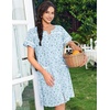 image:imageEkouaer Nightgowns for Women House Dress with Pockets Snap Front House Coat Short Sleeve Duster Moo Moos Sleepwear S3XLLightblue Floral