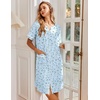 image:imageEkouaer Nightgowns for Women House Dress with Pockets Snap Front House Coat Short Sleeve Duster Moo Moos Sleepwear S3XLLightblue Floral