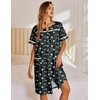 image:imageEkouaer Nightgowns for Women House Dress with Pockets Snap Front House Coat Short Sleeve Duster Moo Moos Sleepwear S3XLNavy Flowers