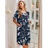 image:imageEkouaer Nightgowns for Women House Dress with Pockets Snap Front House Coat Short Sleeve Duster Moo Moos Sleepwear S3XLNavy Hawaiian Leaves