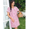 image:imageEkouaer Nightgowns for Women House Dress with Pockets Snap Front House Coat Short Sleeve Duster Moo Moos Sleepwear S3XLPink Floral