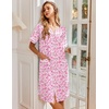 image:imageEkouaer Nightgowns for Women House Dress with Pockets Snap Front House Coat Short Sleeve Duster Moo Moos Sleepwear S3XLPink Floral