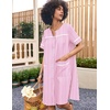image:imageEkouaer Nightgowns for Women House Dress with Pockets Snap Front House Coat Short Sleeve Duster Moo Moos Sleepwear S3XLPink Striped