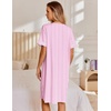 image:imageEkouaer Nightgowns for Women House Dress with Pockets Snap Front House Coat Short Sleeve Duster Moo Moos Sleepwear S3XLPink Striped